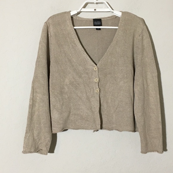Eileen Fisher Sweaters - Eileen Fisher 100% Linen VNeck Cropped Cardigan 23